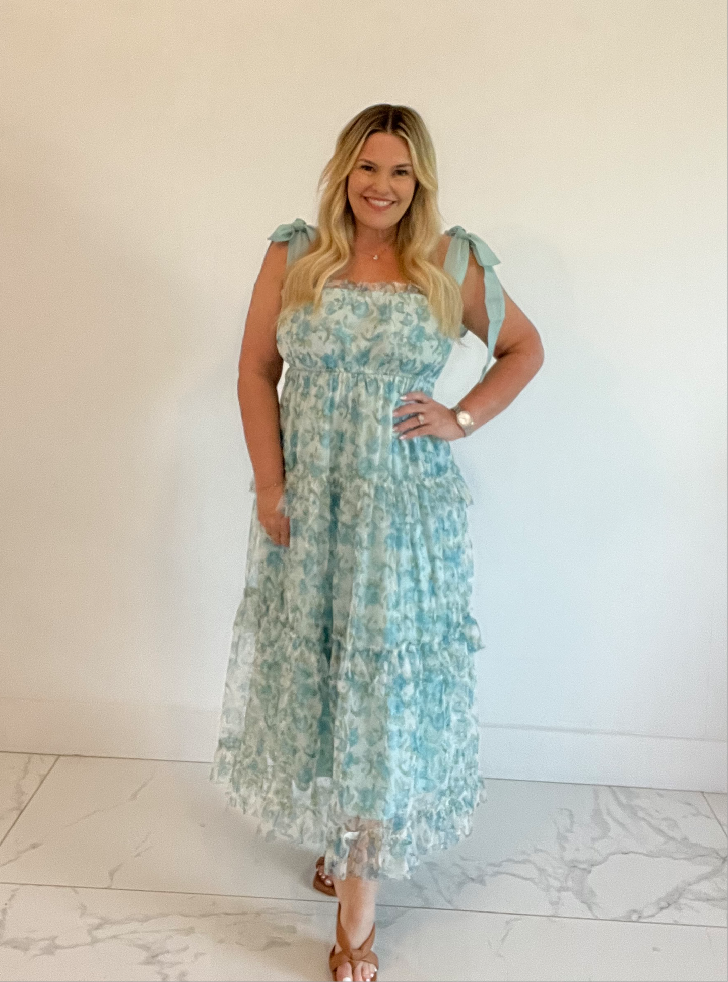 *NEW: Sage Floral Maxi Dress
