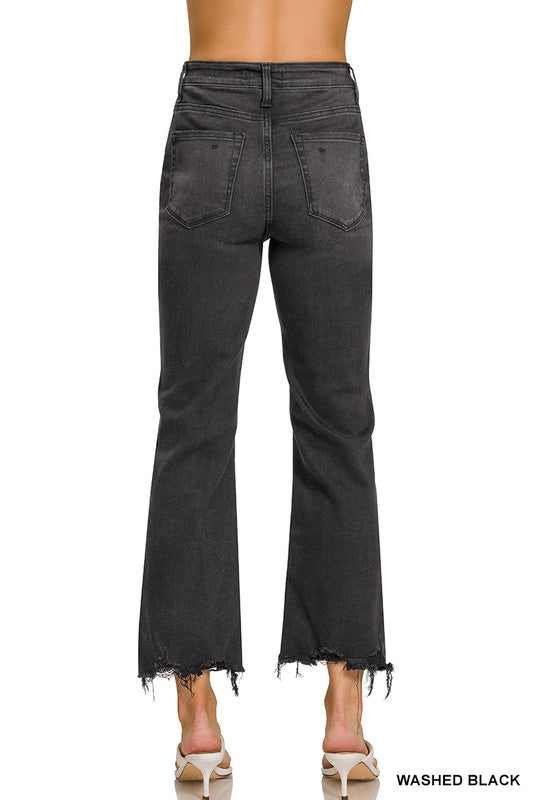 Black Distressed Cropped Jeans - SO SOFT!