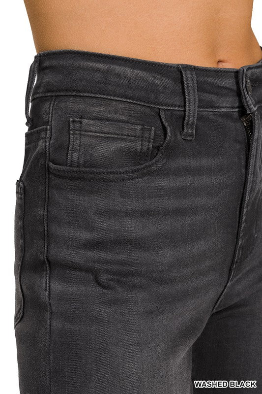 Black Distressed Cropped Jeans - SO SOFT!