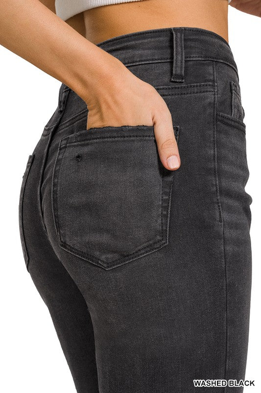 Black Distressed Cropped Jeans - SO SOFT!