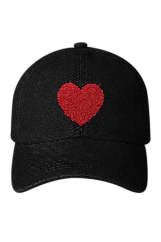 Chenille Heart Hat - Black