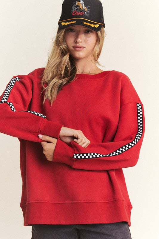 Crimson Checkered Sweatshirt