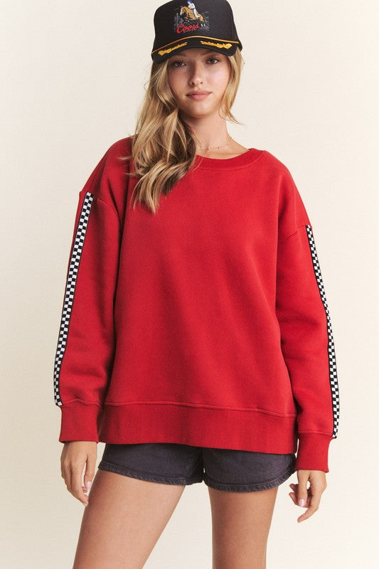 Crimson Checkered Sweatshirt