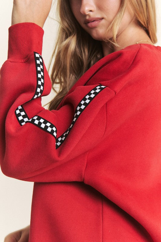 Crimson Checkered Sweatshirt