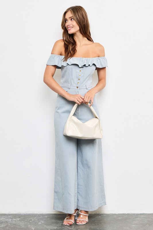 Jumpsuit Off Shoulder - Light Blue