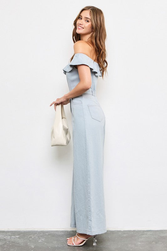 Jumpsuit Off Shoulder - Light Blue
