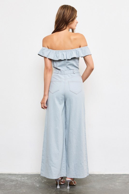 Jumpsuit Off Shoulder - Light Blue