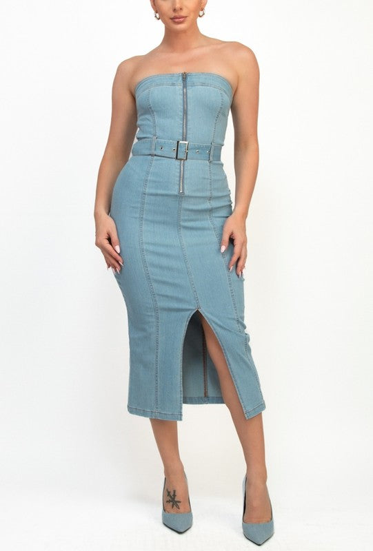 *NEW: Denim Strapless Dress