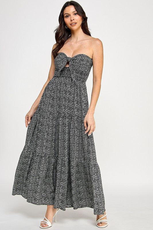 *NEW: Black Floral Cutout Maxi Dress