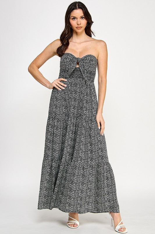 *NEW: Black Floral Cutout Maxi Dress