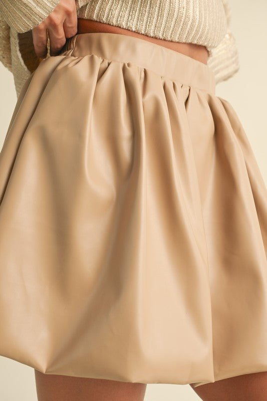 Bubble Skirt - faux leather tan