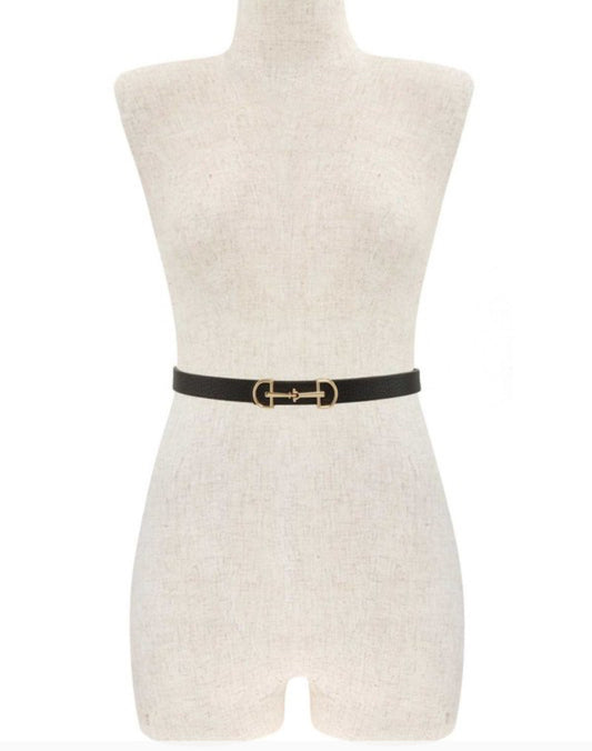 Skinny Belts with Horsebit Gold Buckle