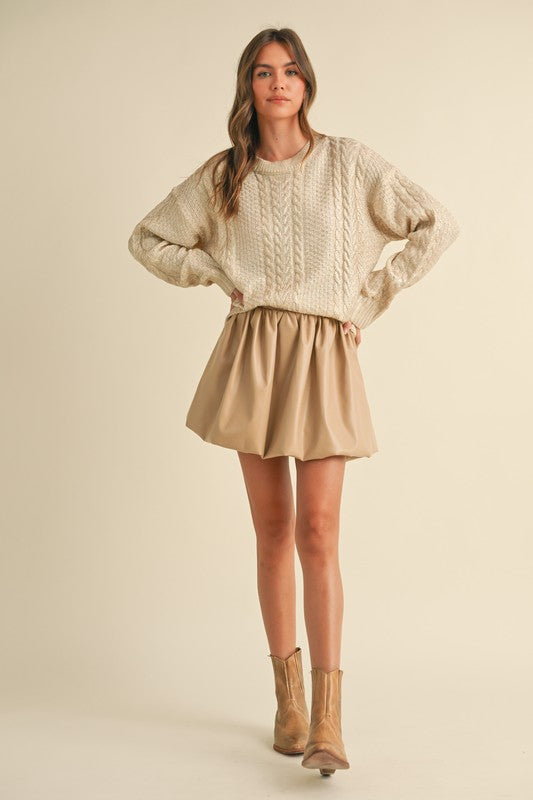 Bubble Skirt - faux leather tan