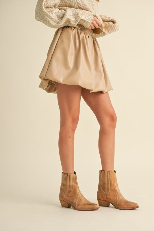 Bubble Skirt - faux leather tan